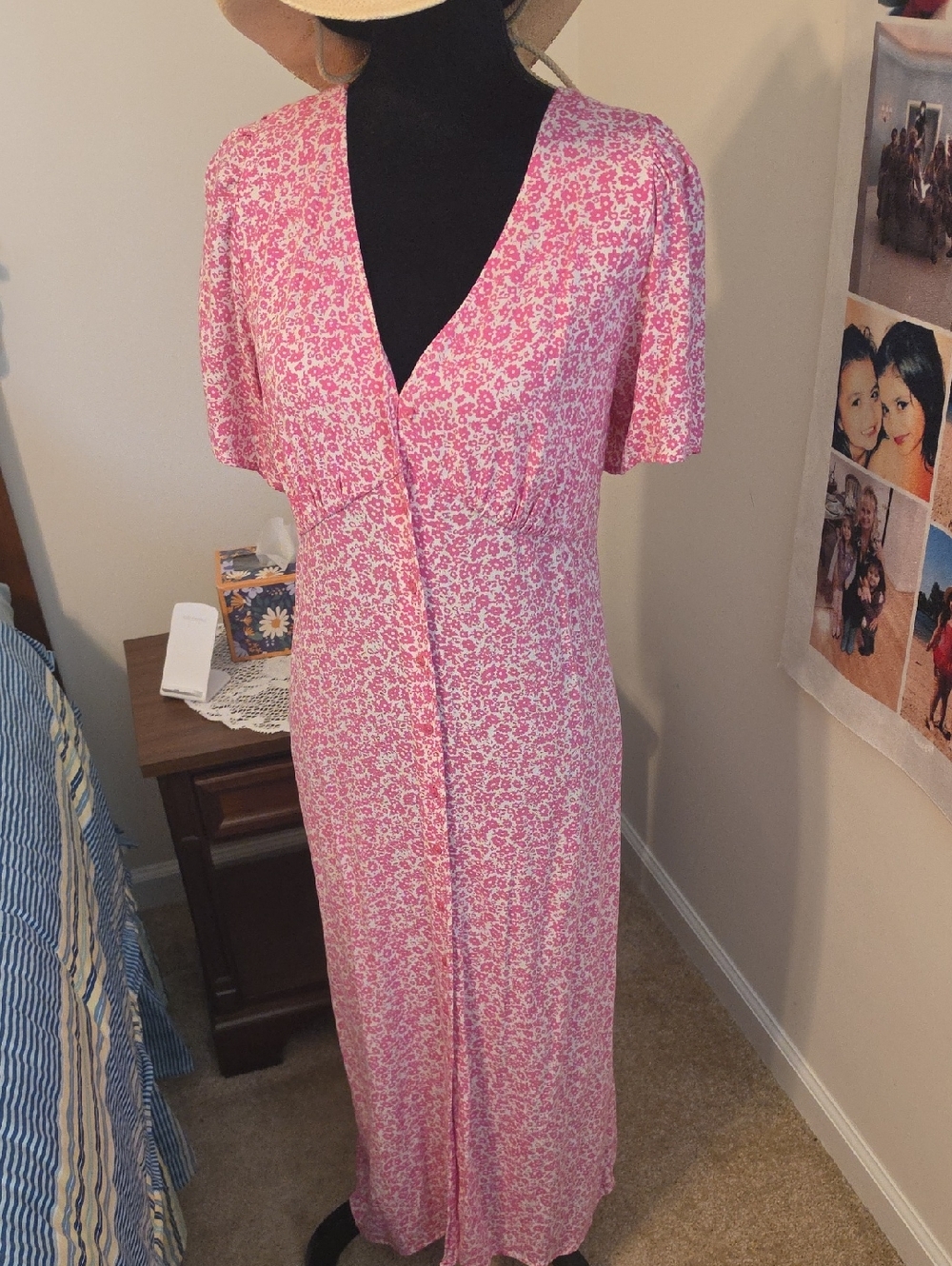 Old Navy Pink Floral Midi Dress
